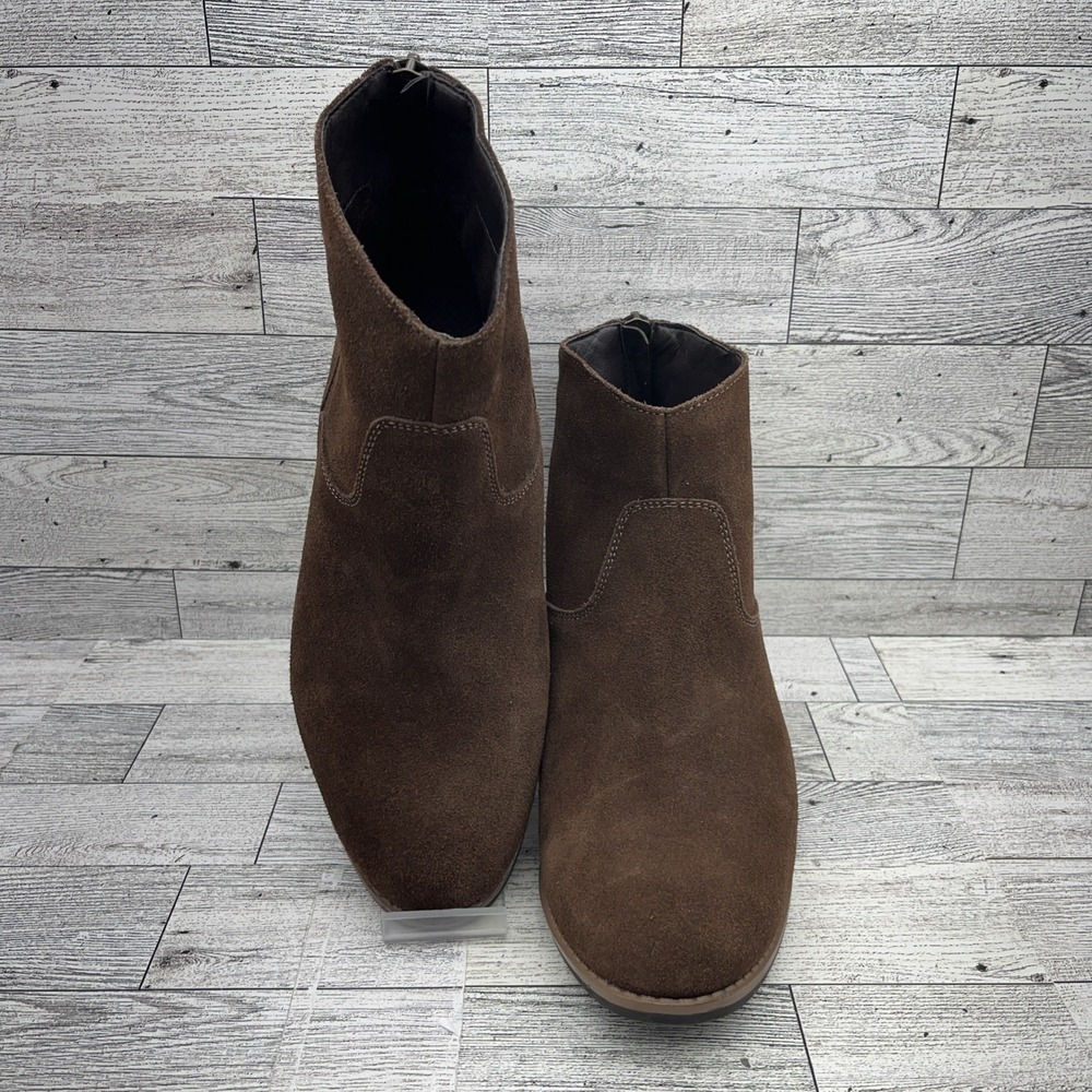 Skechers Lasso Brown Suede Zip Heeled Memory Foam Ankle Boots 49926S Women Sz 7‎